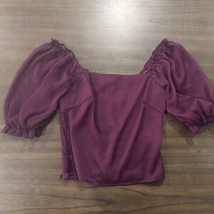 Lavish Boutique Plum Puff Sleeve Blouse